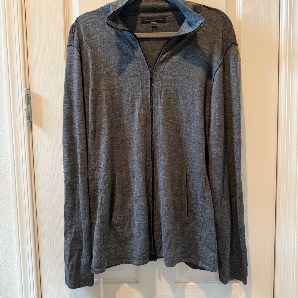 John Varatos | Men’s Zip Up Sweater | Gray | Size XL